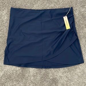 NWT Summersalt Ruched Swim Skirt in Deep Sea Sz L